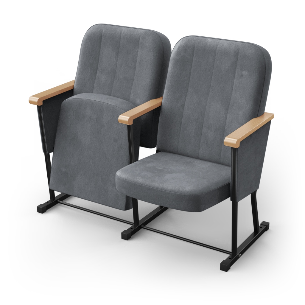 Крісло секційне ПРЕМ'ЄРА СОНАТА-УНІВЕРСАЛ з дерев’яним підлокітником та фальшпанелями, 2 секції